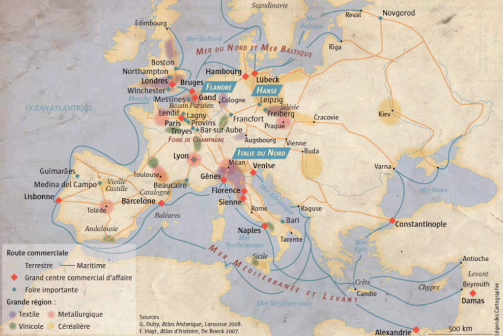 carte europe au Moyen Âge