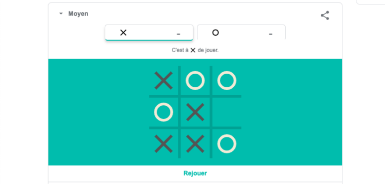 Jeu de morpion Google