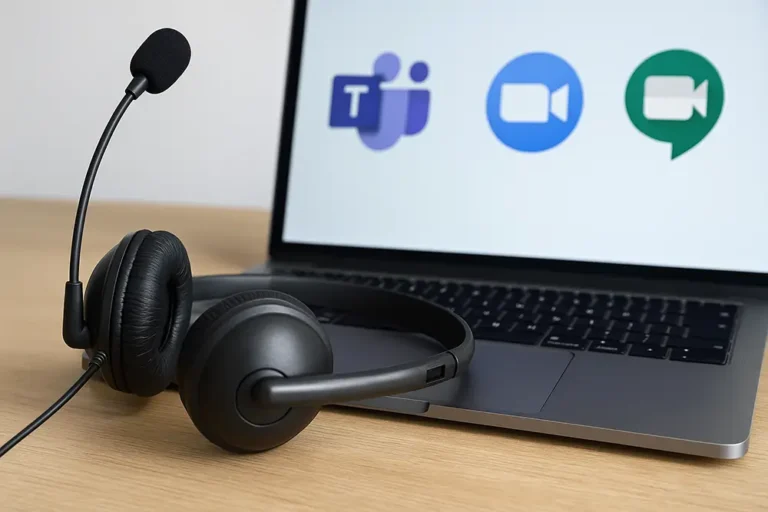casque micro configuration pour teams. zoom et google meet