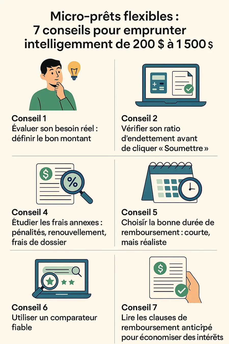 infographie résumé des 7 conseils pour les micro-prêts