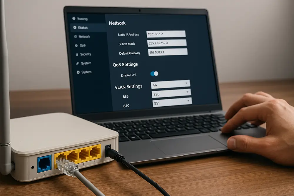 paramètres réseau pour un convertisseur fibre optique RJ45