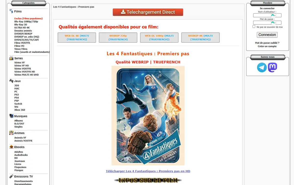 Les 4 fantastiques sur Zone Téléchargement