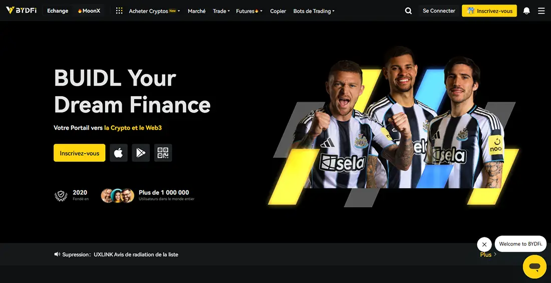 capture d'écran de la plateforme de trading BYDFI