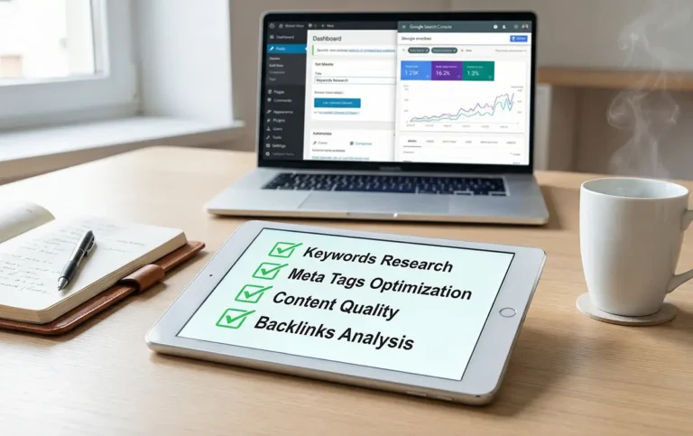 Checklist audit SEO technique WordPress gratuit : analyse Search Console et vitesse de chargement