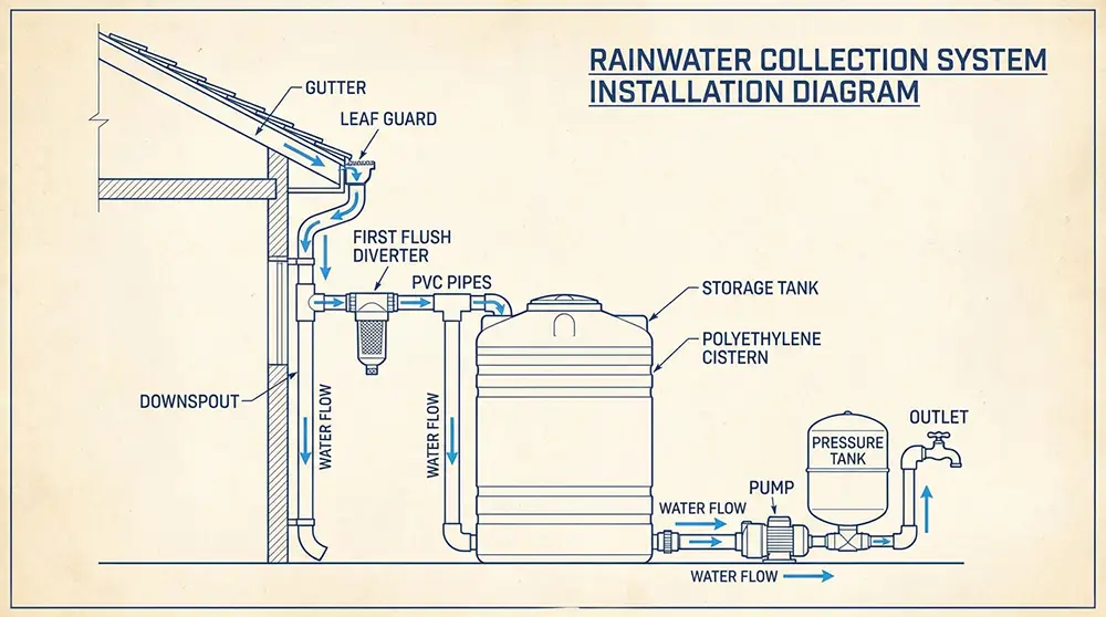 Schéma technique d'installation d'un système de récupération
