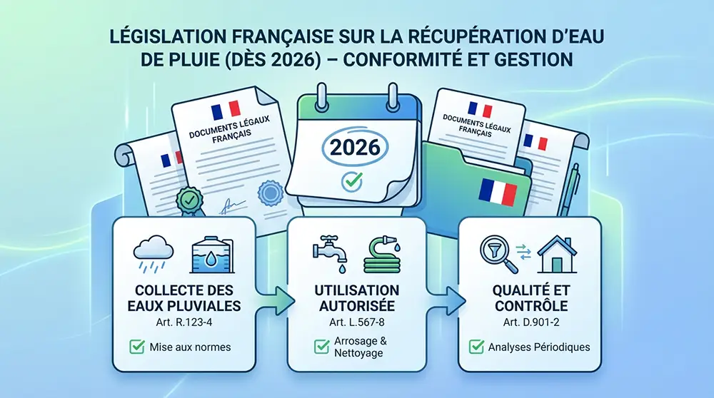 Illustration des documents légaux français sur la récupération d'eau