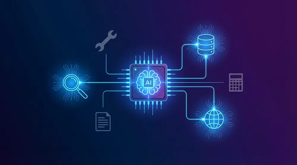 Illustration du système Tool Search de GPT-5.4 avec connexion dynamique aux outils