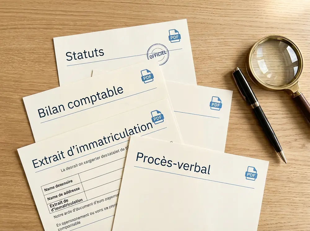 Documents officiels d'entreprise téléchargeables gratuitement sur Pappers : statuts juridiques, comptes annuels et extrait Kbis