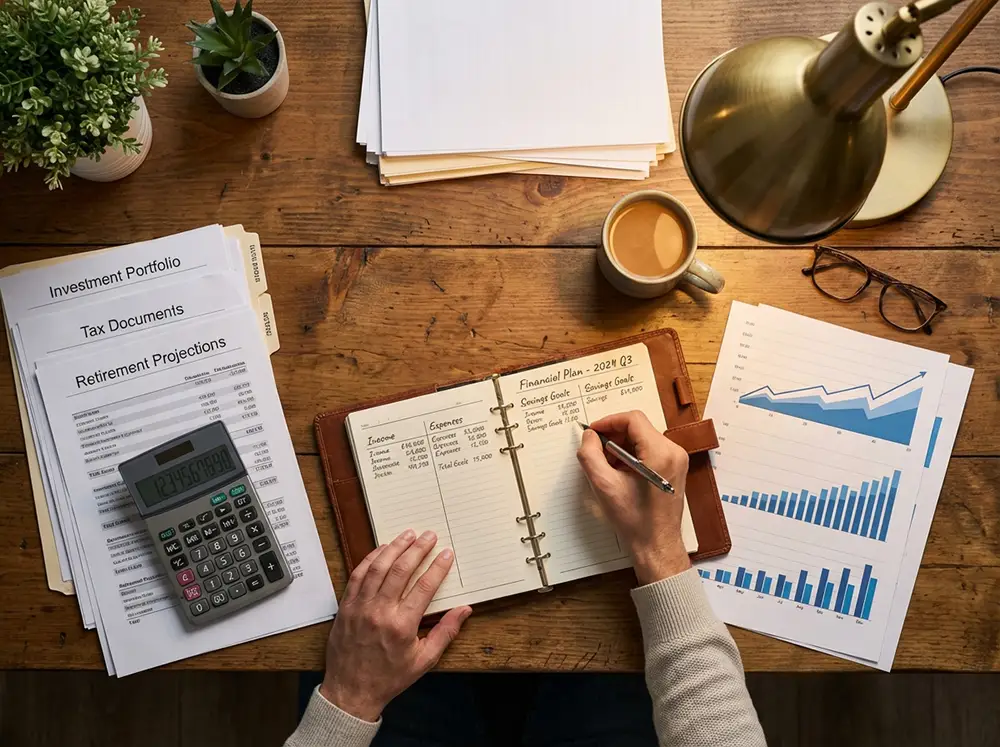 Personne planifiant sa stratégie FIRE avec un plan financier détaillé