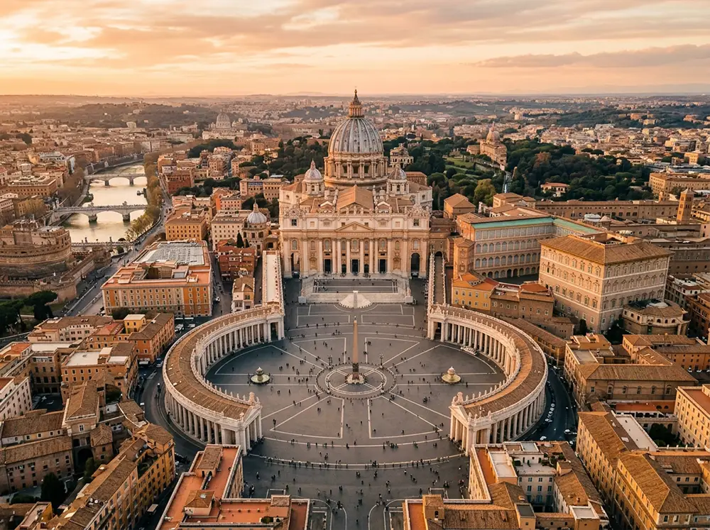 Vue aérienne du Vatican et de la basilique Saint-Pierre, le plus petit pays du monde, enclavé dans Rome