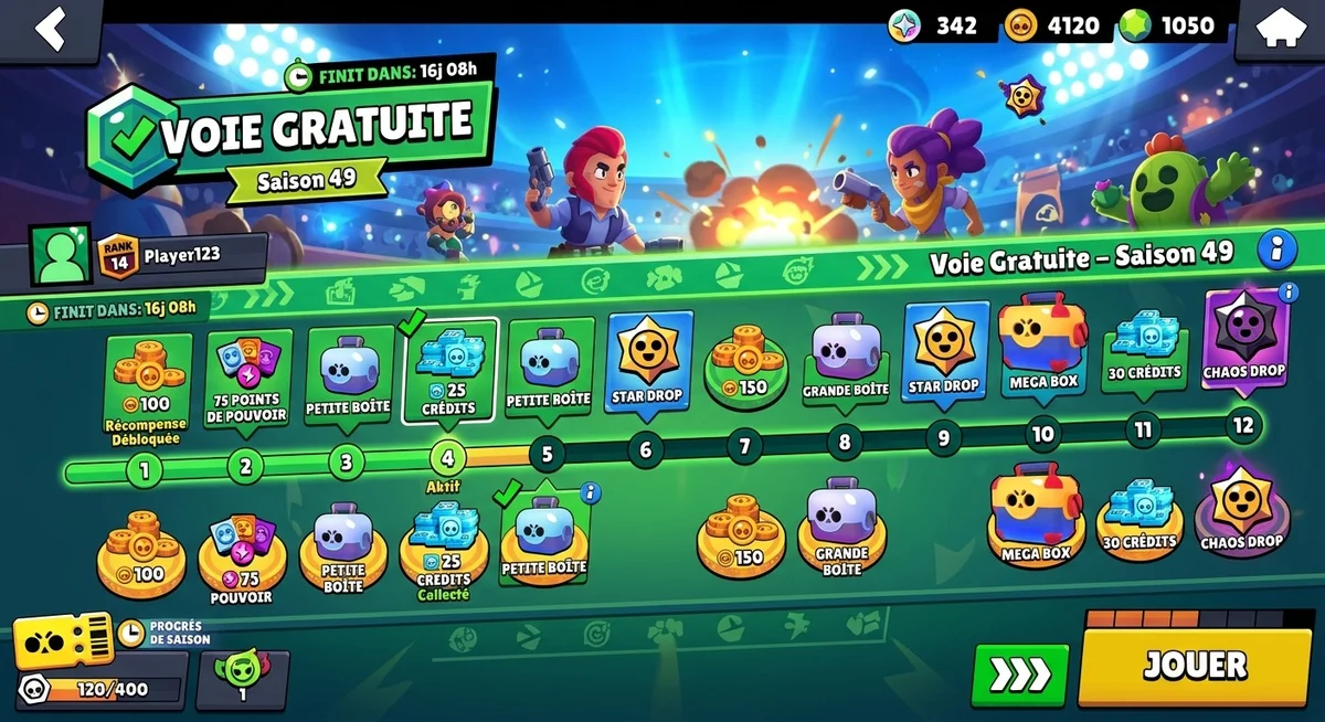 Récompenses Brawl Pass saison 49 voie gratuite Brawl Stars Liste des récompenses gratuites du Brawl Pass saison 49 Brawl Stars Dragons et Fées