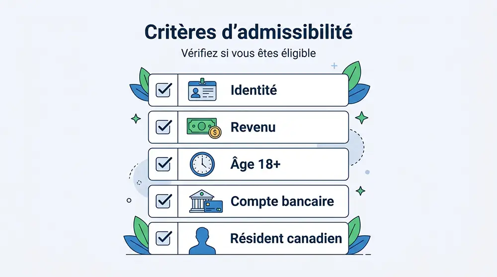 Infographie des critères d'admissibilité à un prêt personnel rapide au Canada
