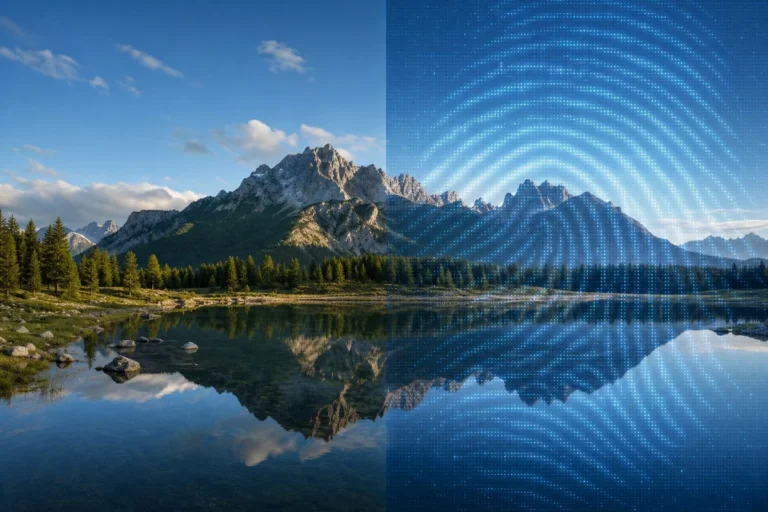SynthID, le futur tatouage invisible des contenus IA expliqué Visualisation artistique d'un filigrane numérique invisible intégré dans les pixels d'une image IA